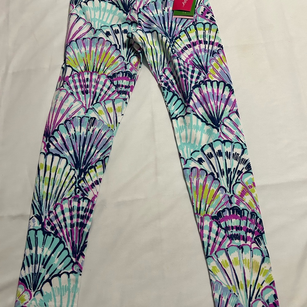 Lilly Pulitzer Maia Leggings in Serene Blue oh Shello Girls size Large
